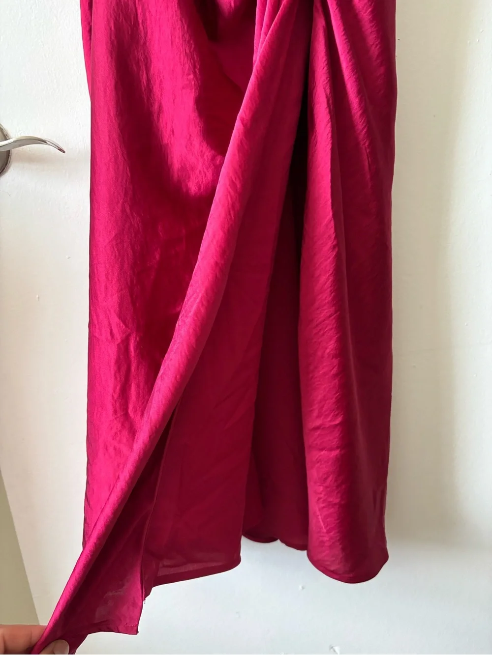 Abercrombie & Fitch Deep Pink Draped V-Neck Maxi Dress
